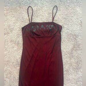 Vintage Finesse side slit red mesh dress Size M